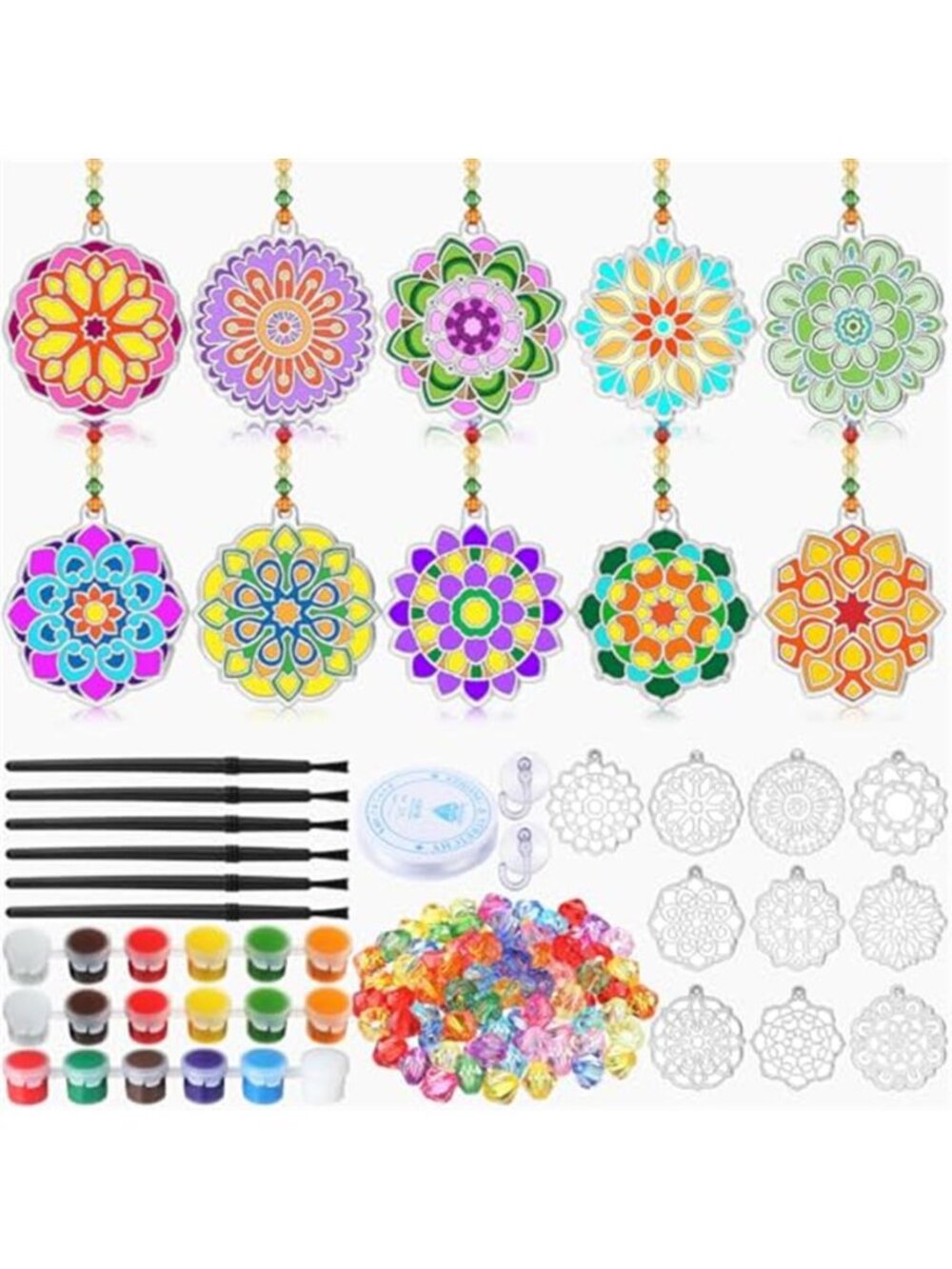 30 Sets Spring Mandala Suncatchers Crafts for Adults, Easter Holi DIY